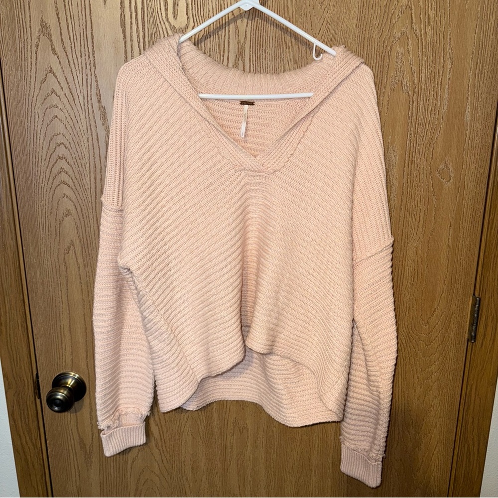 Free People Soft Pink V-Neck Sweater